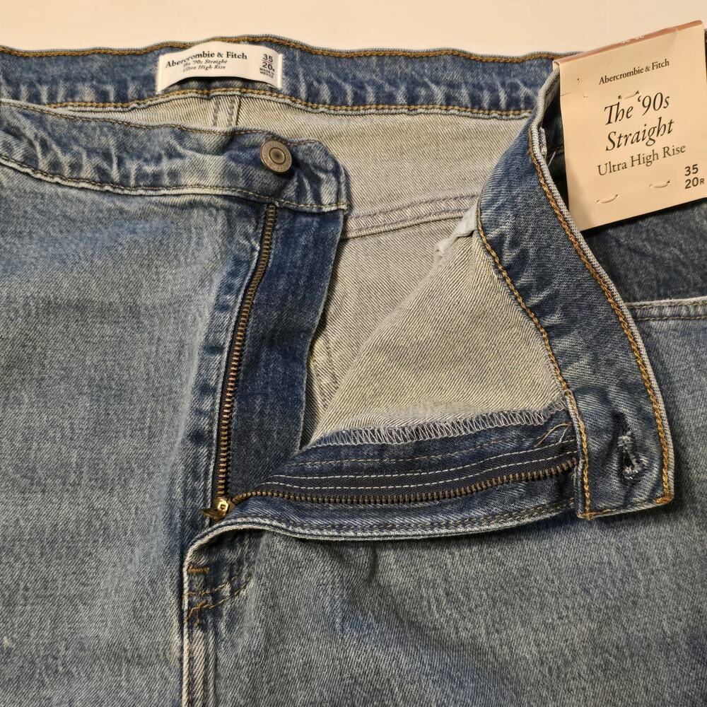 Abercrombie & Fitch 90s Straight Ultra High Rise Jeans Womens 20R Blue Denim NWT - Picture 11 of 16